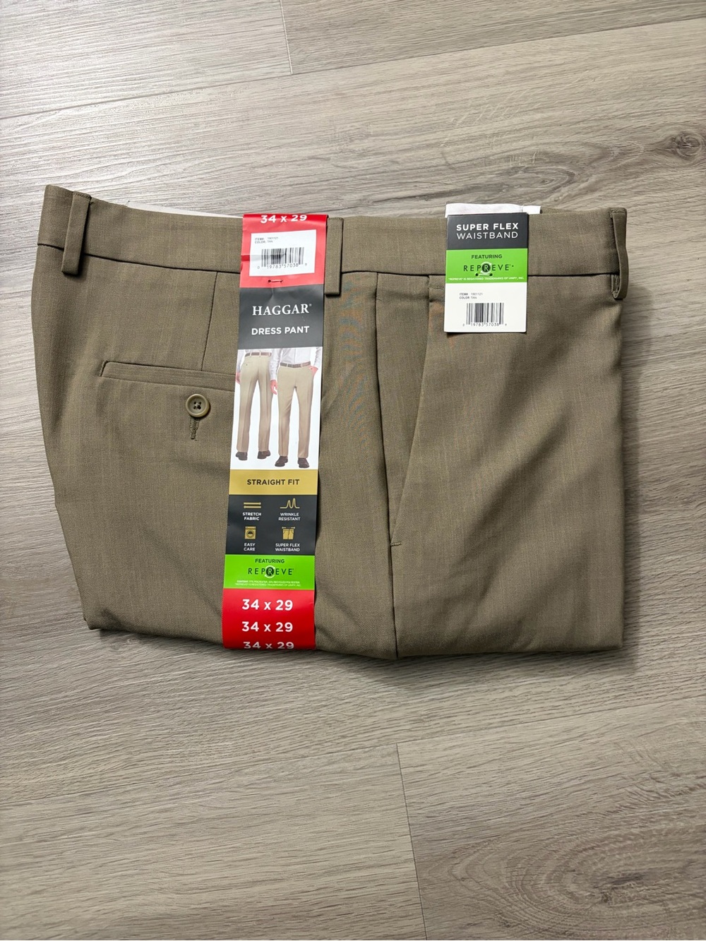 Haggar Straight-Fit Dress Pants in Khaki Tan